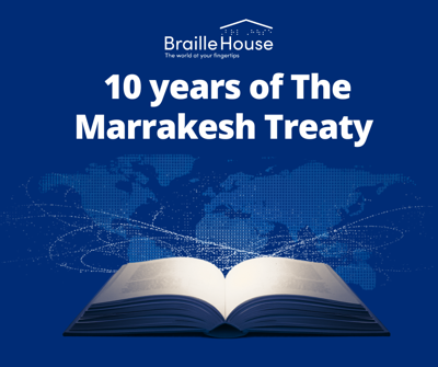 Image of an open book with dotted lines flying out of it across a blue map of the world, with the words 