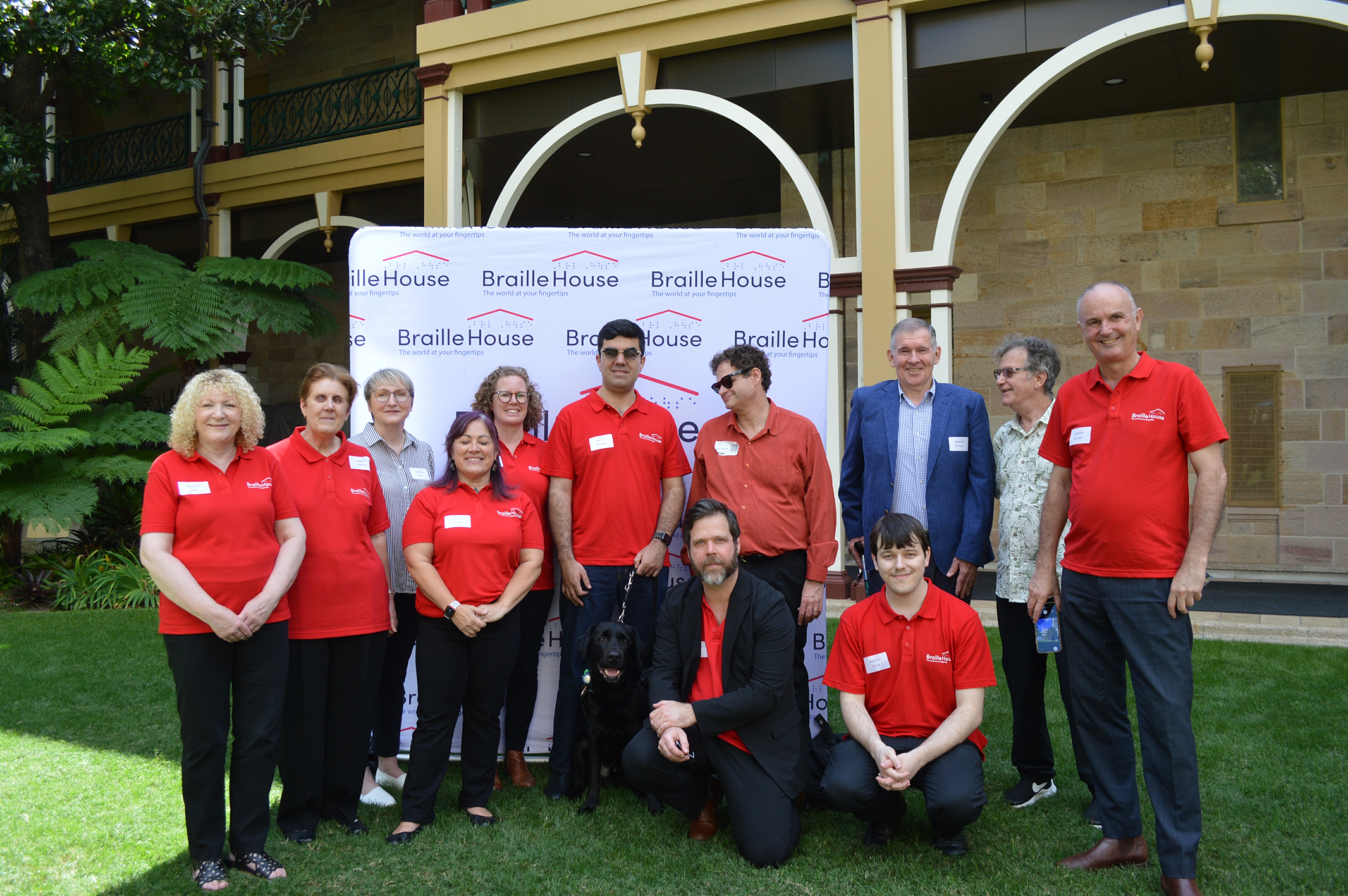 Photograph of the team in the courtyard