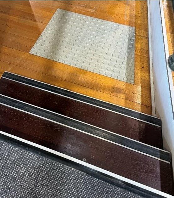Photograph of tactile markers indicating stairs