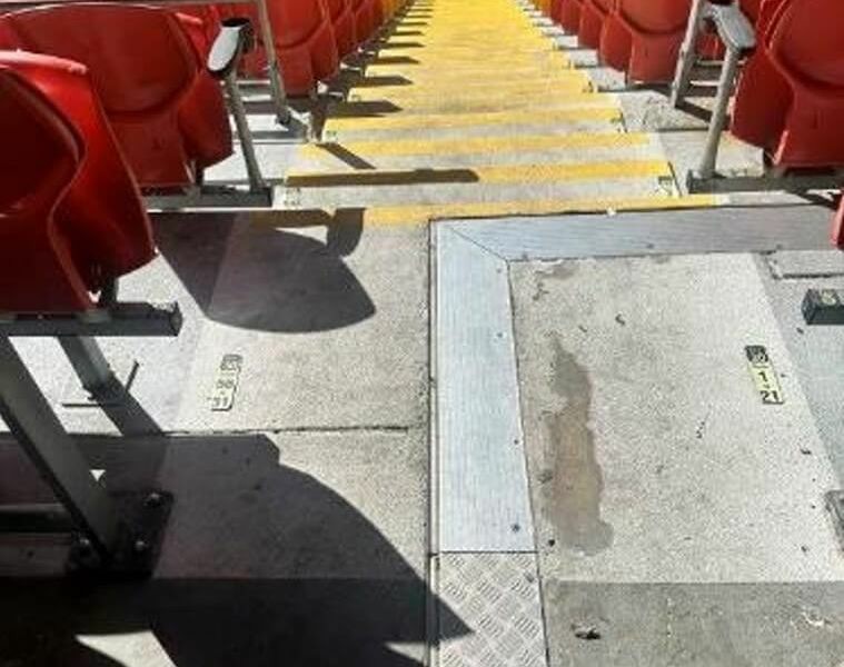 Photograph of Stairs leading to which have no Tactile Ground Surface Indicators (TGSI)